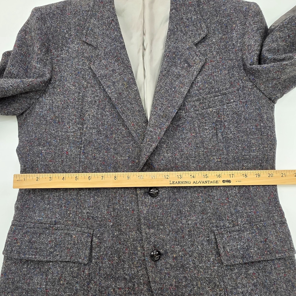 Pendleton Tweed Blazer Size 43 Men Gray Suede Elbow Patch USA Americana - Picture 11 of 16